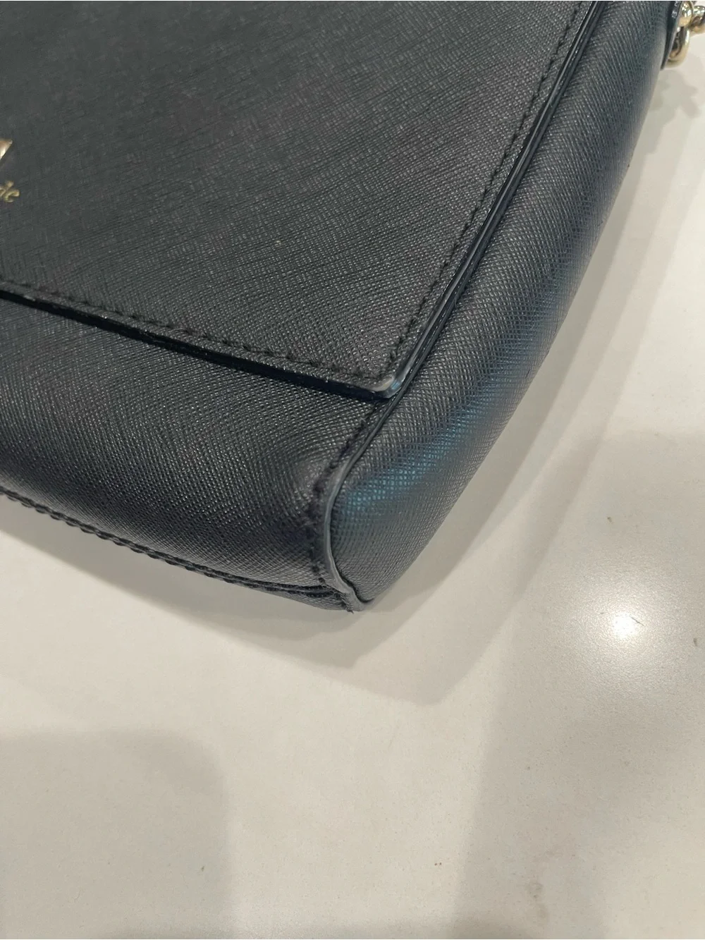 kate spade Black Saffiano Crossbody with Gold Chain Strap